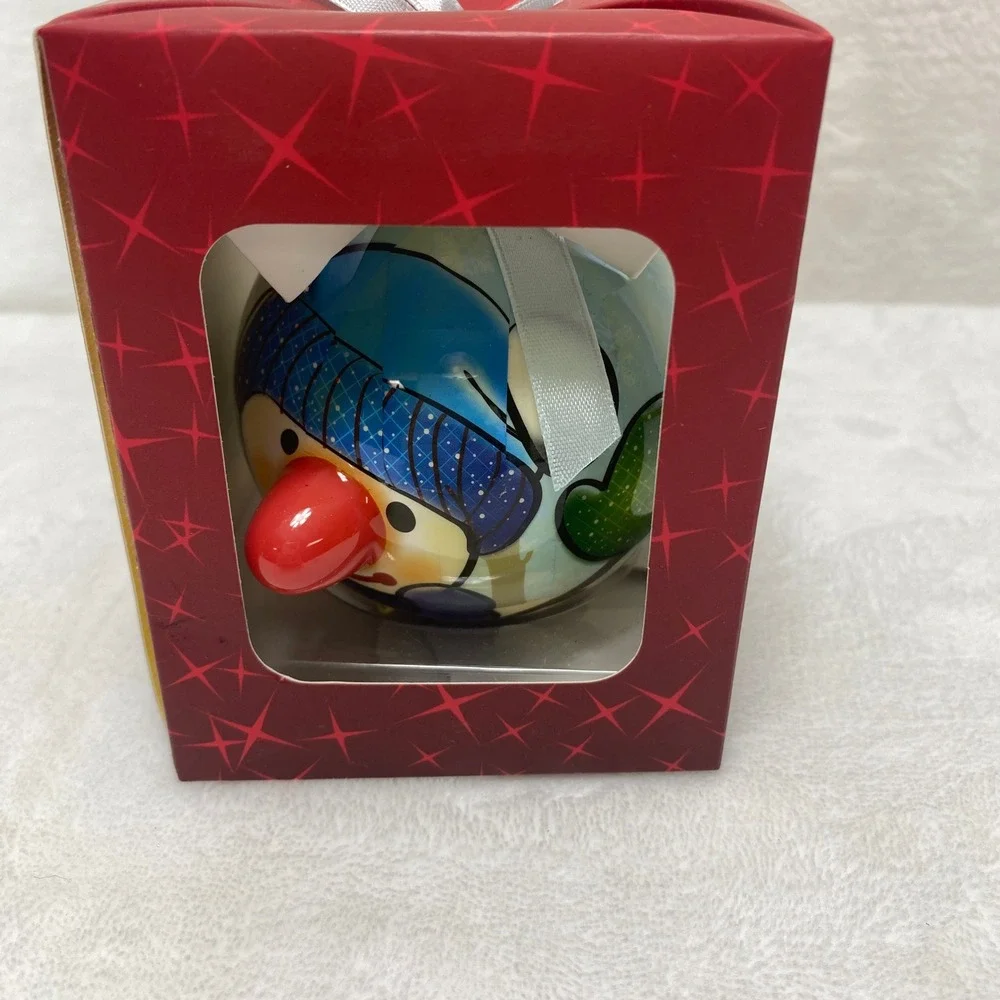 Twinkling Treasures Blinking Christmas Ornament Snowman Red Nose‎ Blue Hat Works